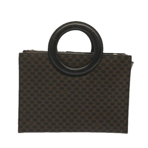 CELINE Macadam Canvas Hand Bag Pvc Black - Picture 2 of 12